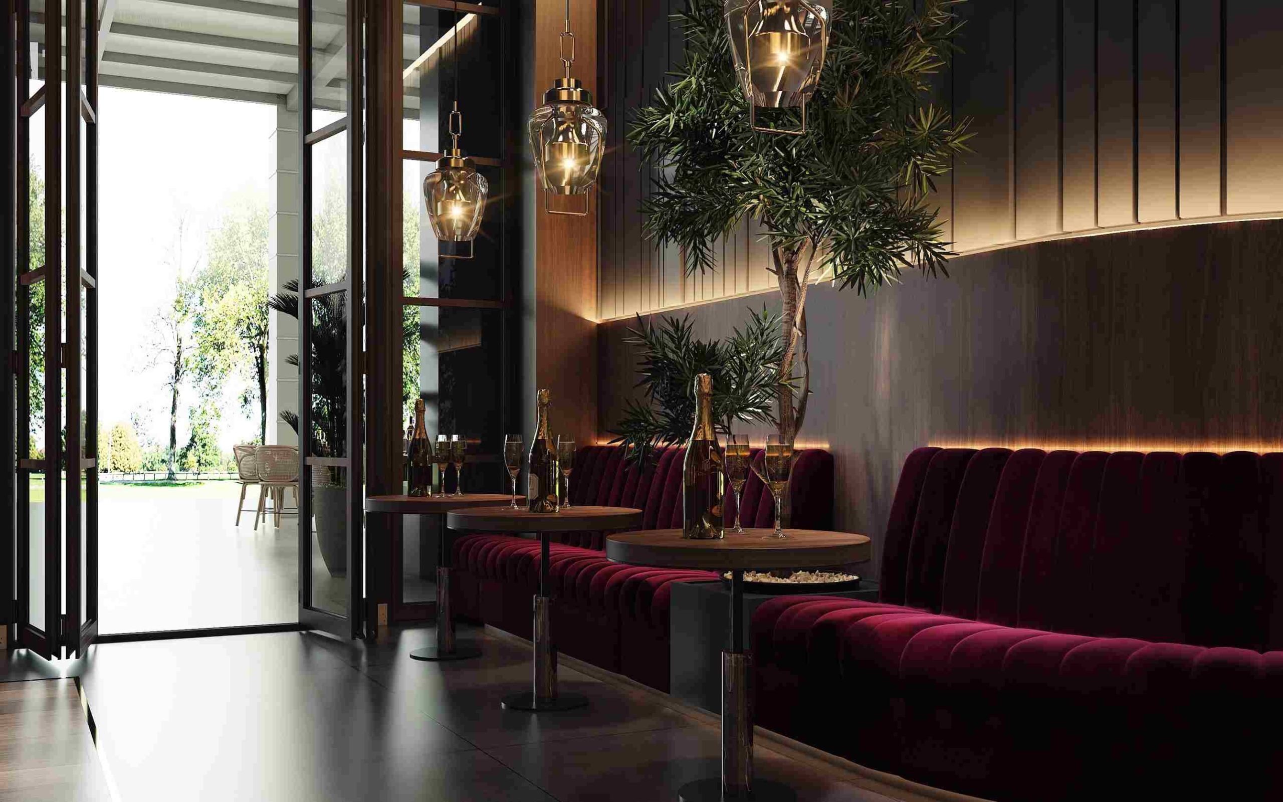 Luxury hotel bar and lounge interior design in Dubai by Spazio — atmospheric lighting and bespoke finishes