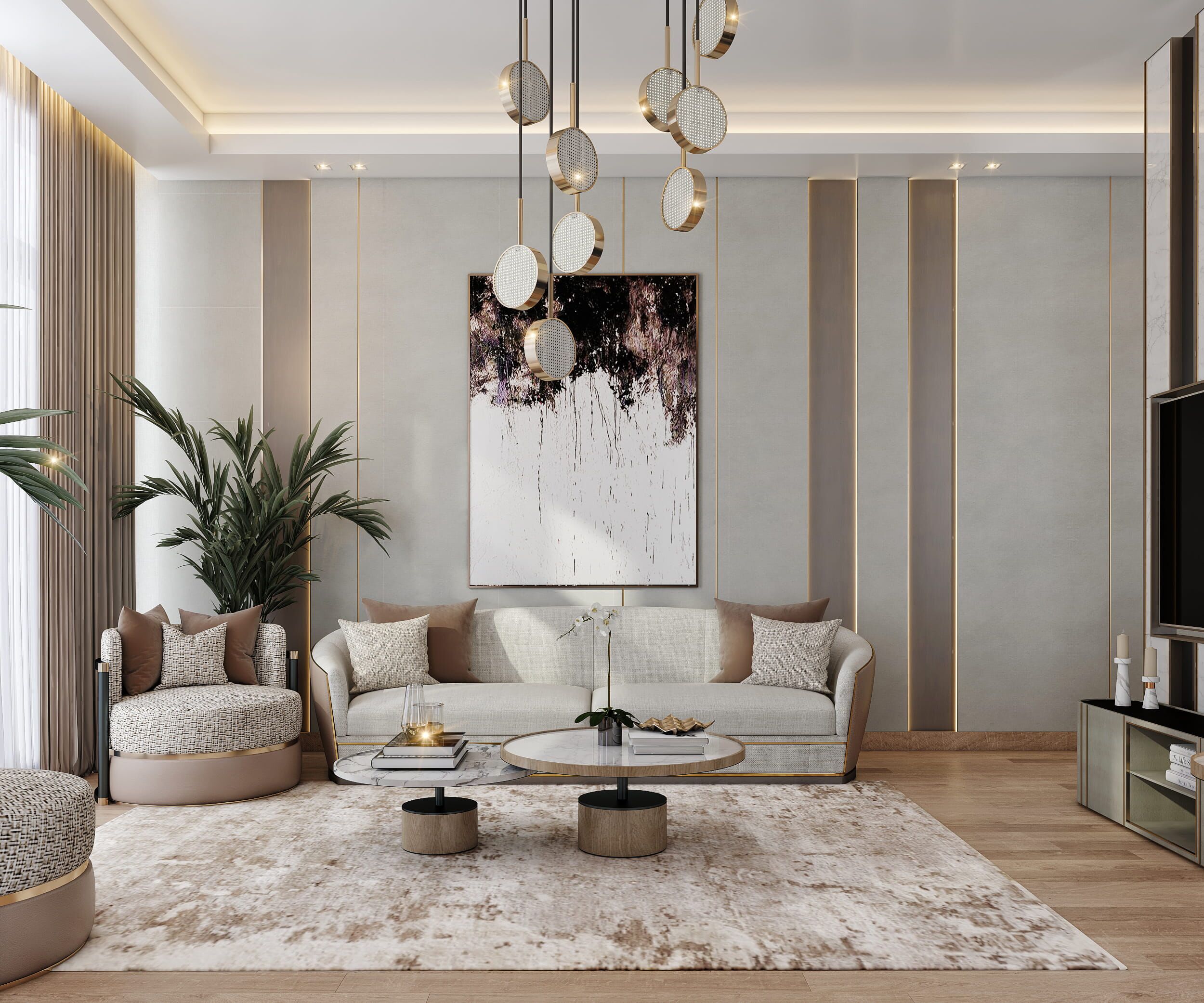 Luxury apartment interior design Istanbul Turkey by Spazio — sitting and dining area