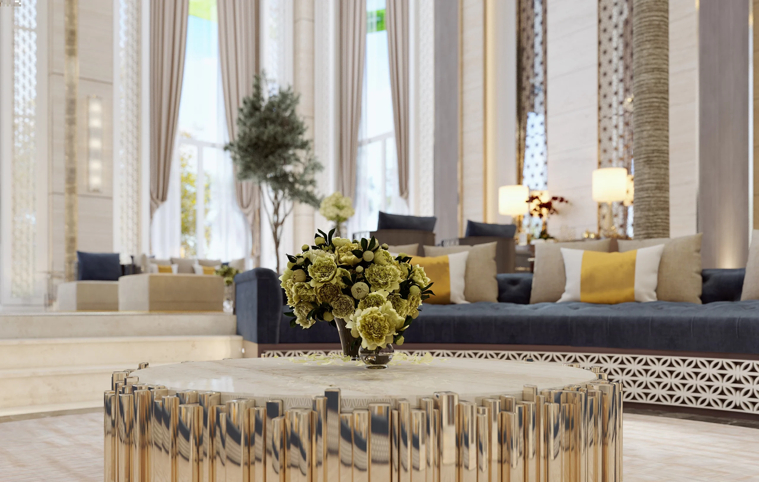 Luxury villa interior design Dubai by Spazio — grand sitting hall