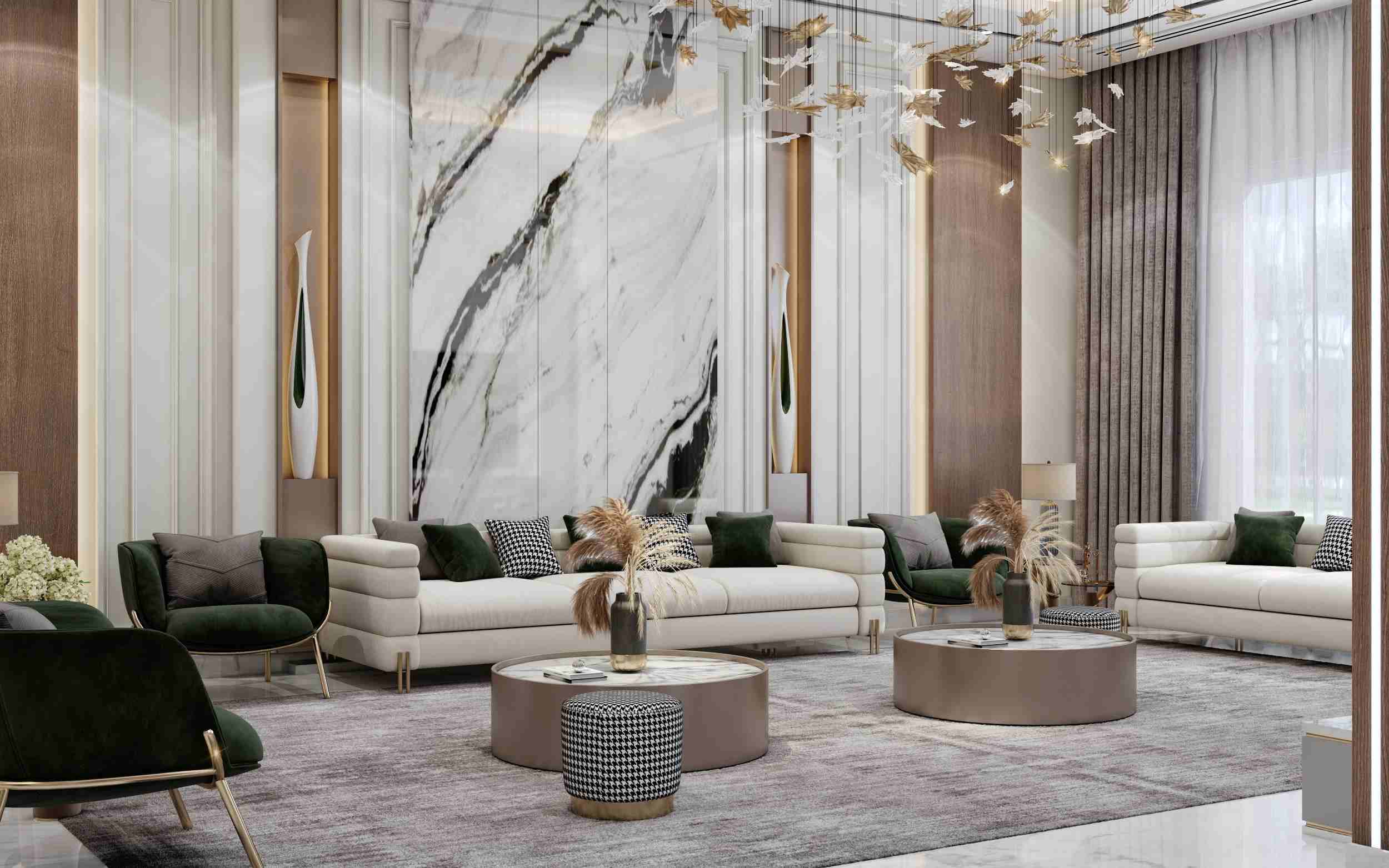Modern living room interior design in a Dubai villa by Spazio