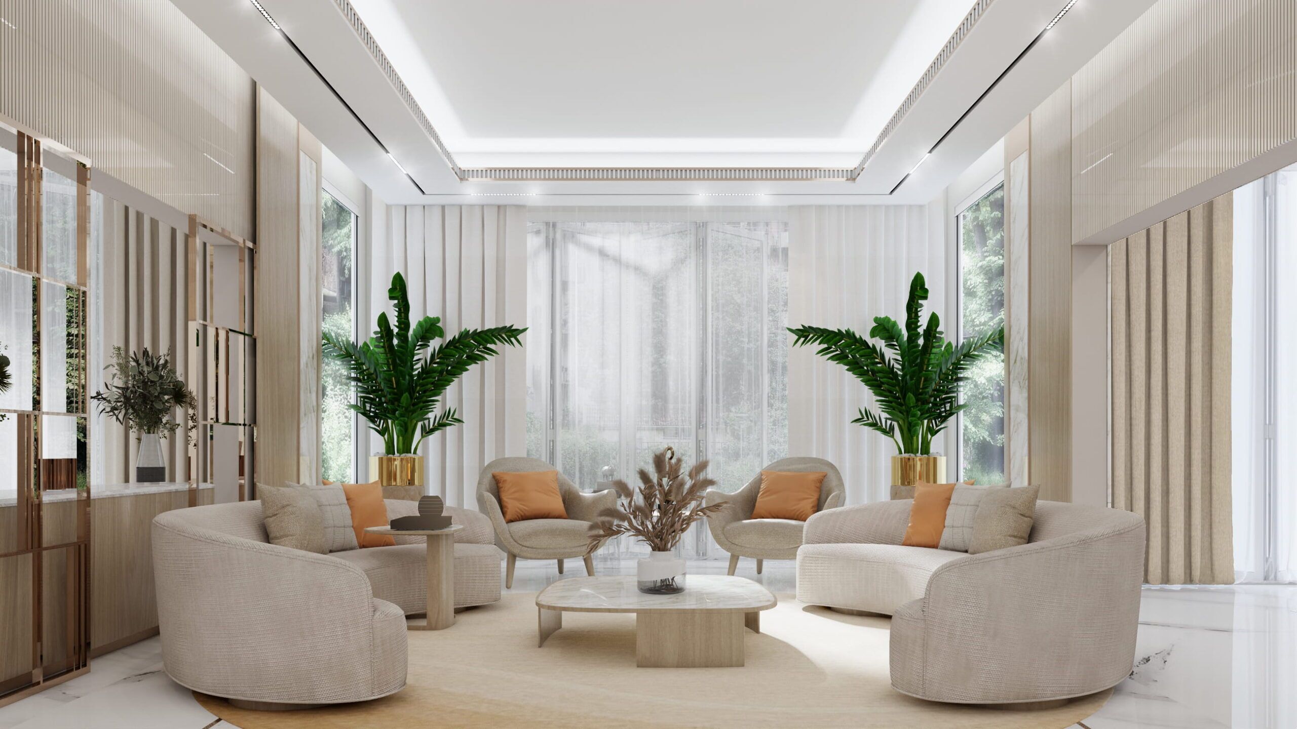 Luxury villa interior design Abu Dhabi by Spazio — family living room